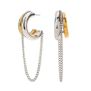Two-Tone Chain Link Hoop Earrings